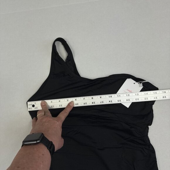 Andie Nantucket Women L Tall Black 1 Piece Swimsuit A0171 NWT One Shoulder 9538 - Picture 6 of 16